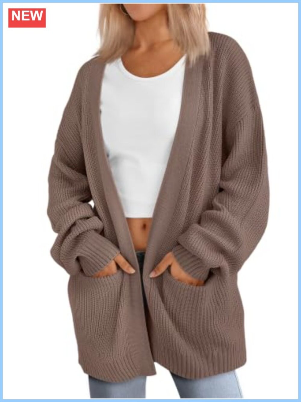 Oversized Knit Cardigan Sweater for Women with Pockets Fall Layering